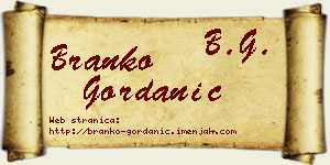Branko Gordanić vizit kartica